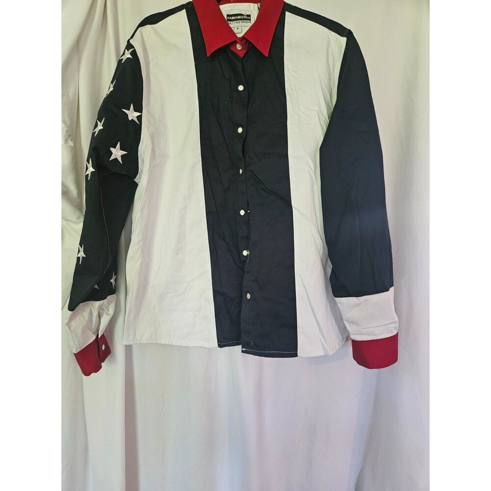 Panhandle Slim Womens Western Shirt Red White Blue Stars Long Sleeve Button Up X